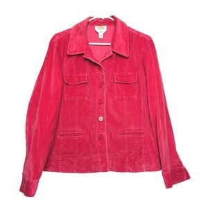 Talbots Jacket Womens 16P Pink velvet Stretch Button Up Classic summer mature